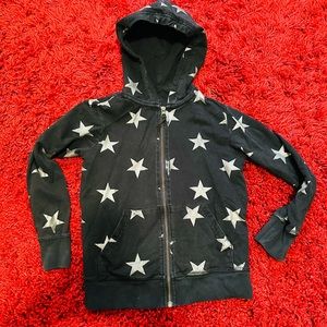 Kids black with silver stars zipper hoodie